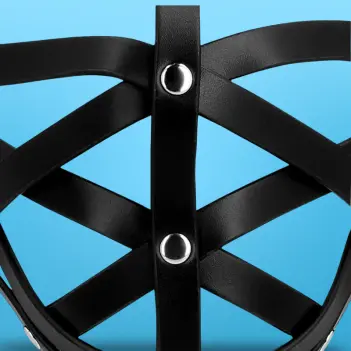 OUCH! Leder Cage Maske Schwarz, offenes Gesicht | Dark-Ink
