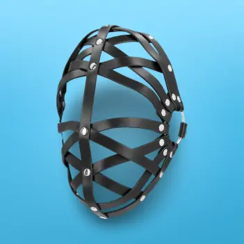 OUCH! Leder Cage Maske Schwarz, offenes Gesicht | Dark-Ink