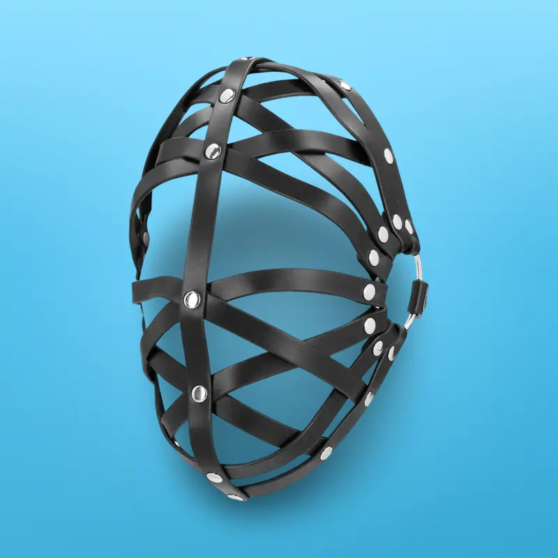 OUCH! Leder Cage Maske Schwarz, offenes Gesicht | Dark-Ink