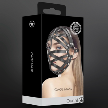 Leather cage mask black