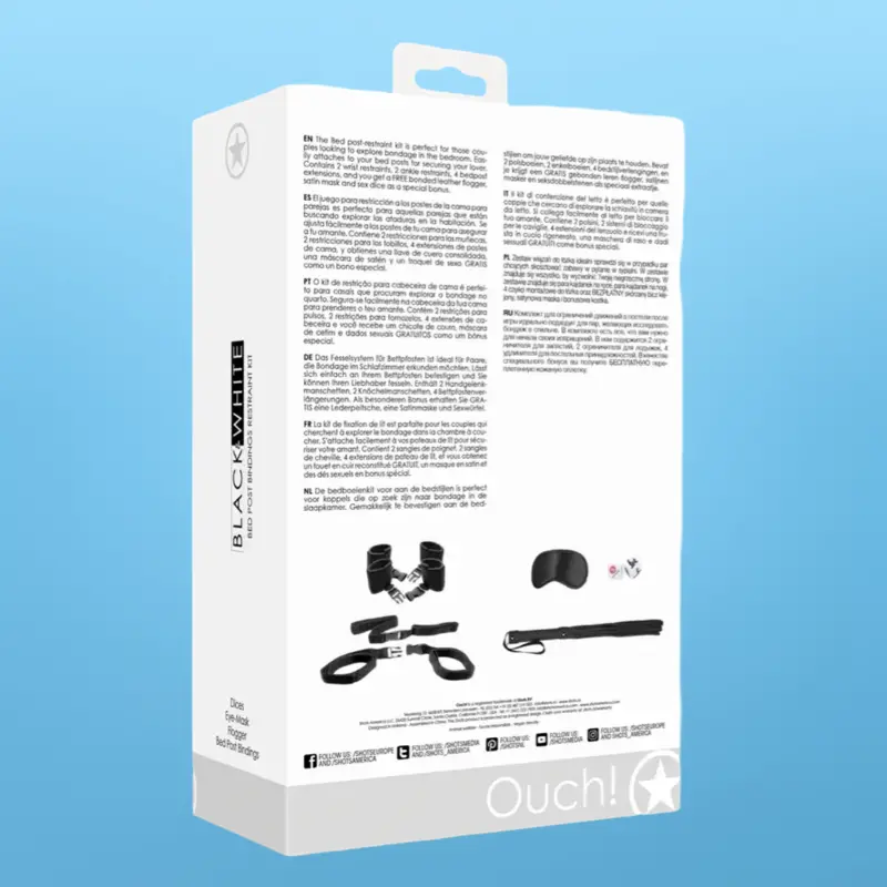 Kit de bondage OUCH! pour montants de lit, flogger inclus | Dark-Ink