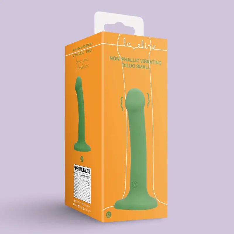 Loveline Non-Phallic Vibrating Dildo, 3 Sizes & Colors | Dark-Ink