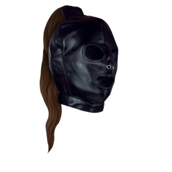 Mask with brown ponytail black