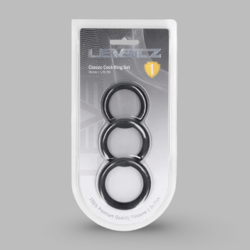 LEVELZ Silicone Cock Rings Set | Cockrings Silicone L/XL/XXL | DARK-INK