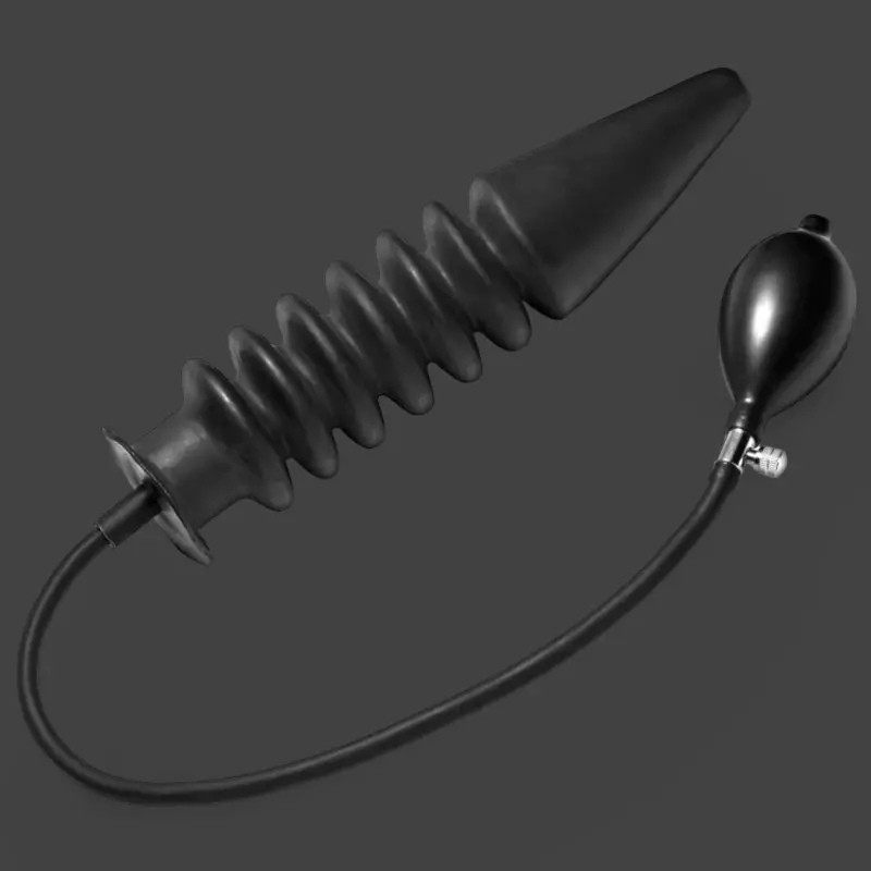 Master Series Accordion Inflatable XL Butt Plug, latex | Dark-Ink