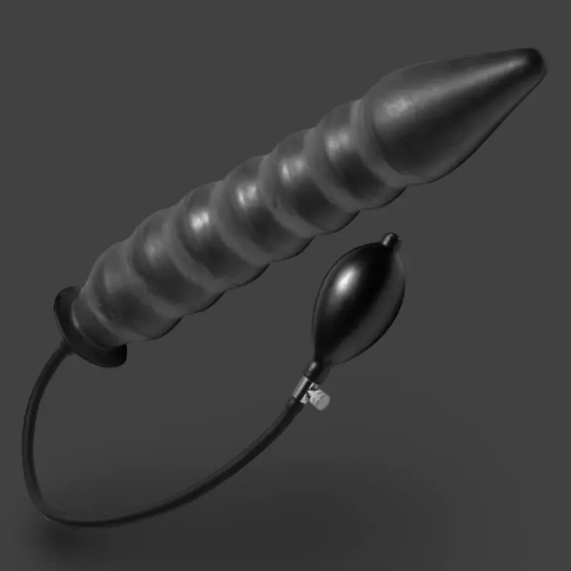 Master Series Accordion Inflatable XL Butt Plug, latex | Dark-Ink
