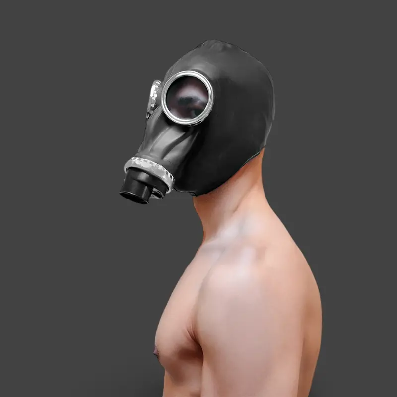GASMASTER Full Rubber Fetisch-Gasmaske | Einheitsgröße | Dark-Ink