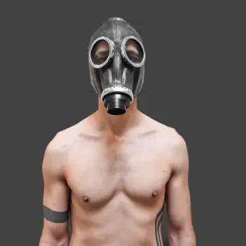 Masque à gaz fetish GASMASTER Full Rubber | Taille unique | Dark-Ink