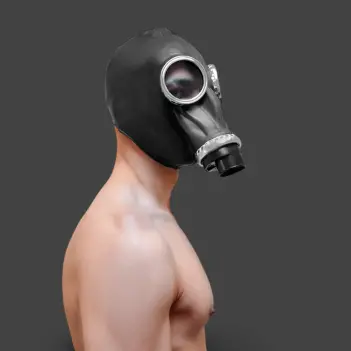 GASMASTER Full Rubber Fetisch-Gasmaske | Einheitsgröße | Dark-Ink