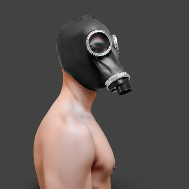 GASMASTER Full Rubber Fetisch-Gasmaske | Einheitsgröße | Dark-Ink