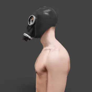 Máscara de gas fetish GASMASTER Full Rubber | Talla única | Dark-Ink