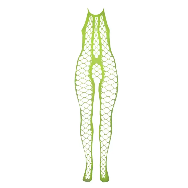 Bodystocking OUCH! halterneck glow in the dark, dos nu | Dark-Ink