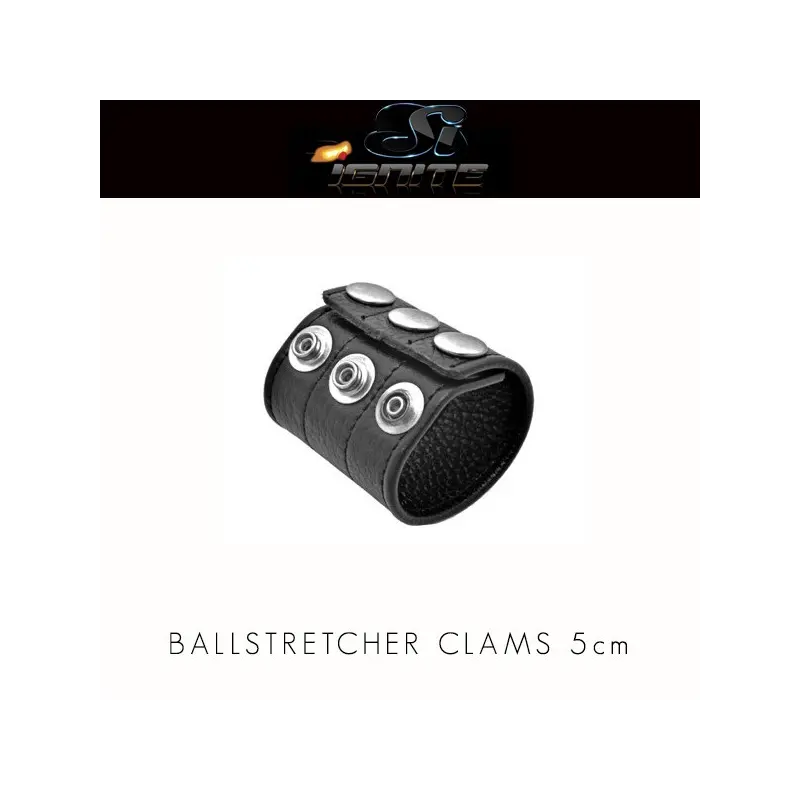 Ball Stretcher cuero SI Novelties 50 mm, 3 cierres | Dark-Ink
