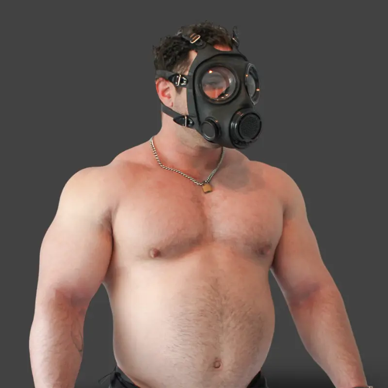 GASMASTER S10.3 Fetish Gas Mask | Two Lateral RD40 Ports | Dark-Ink
