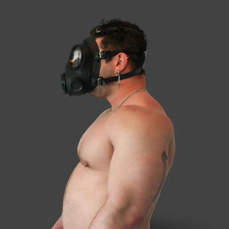 GASMASTER S10.3 Fetish Gas Mask | Two Lateral RD40 Ports | Dark-Ink