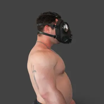 GASMASTER S10.3 Fetish Gas Mask | Two Lateral RD40 Ports | Dark-Ink