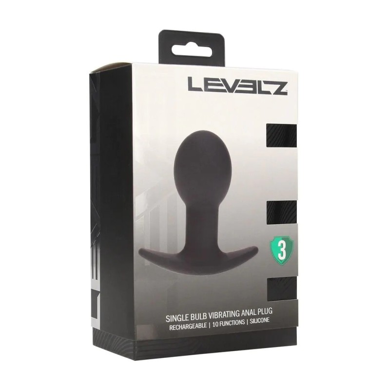 Single Bulb Vibrating Silicone Anal Plug - Black