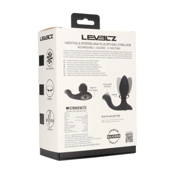 Vibrating and Rotating Silicone Anal Plug with Ball Stimulator - Black