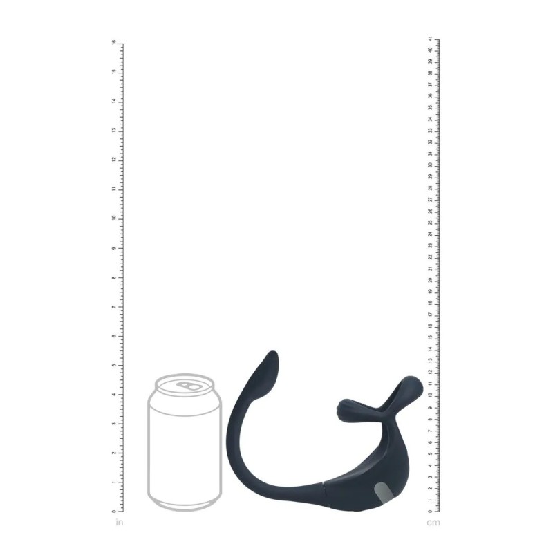 Remote Control Vibrating Silicone Tri O Cockring with Prostate Stimulator - Black