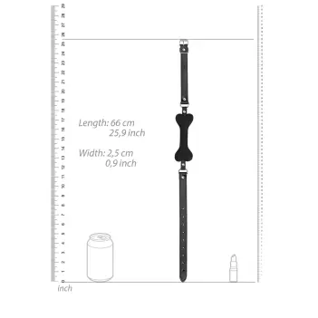 OUCH! Bone Gag Silicone, Adjustable Bonded Leather Straps | Dark-Ink