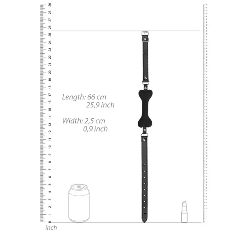 OUCH! Bone Gag Silicone, Adjustable Bonded Leather Straps | Dark-Ink