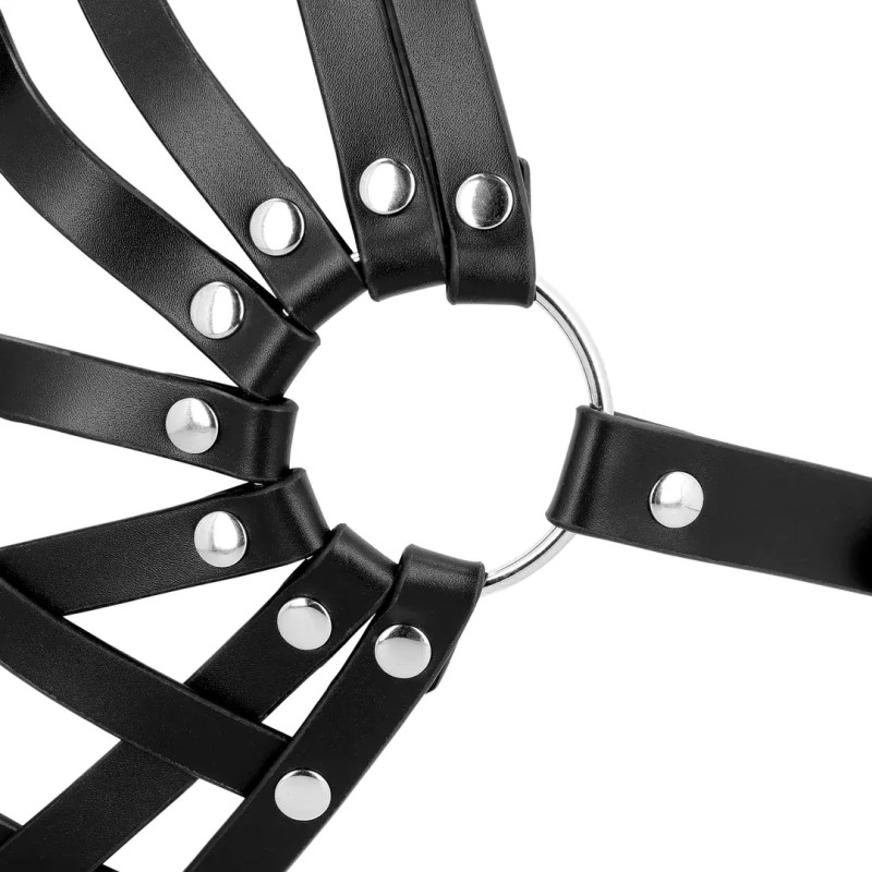 Leather cage mask black