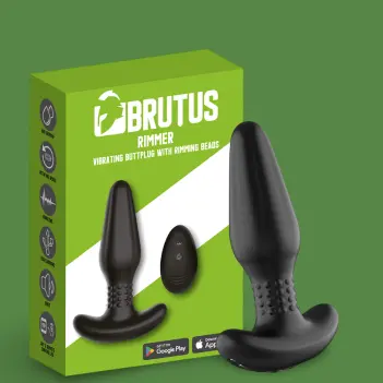 BRUTUS Rimmer Vibrating Butt Plug, rotating beads, app | Dark-Ink