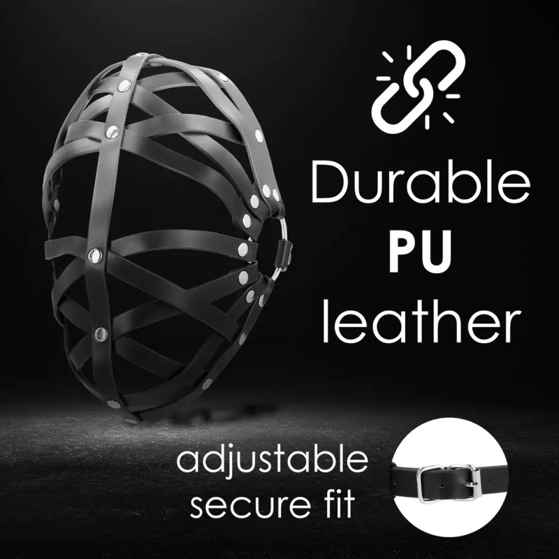 Leather cage mask black