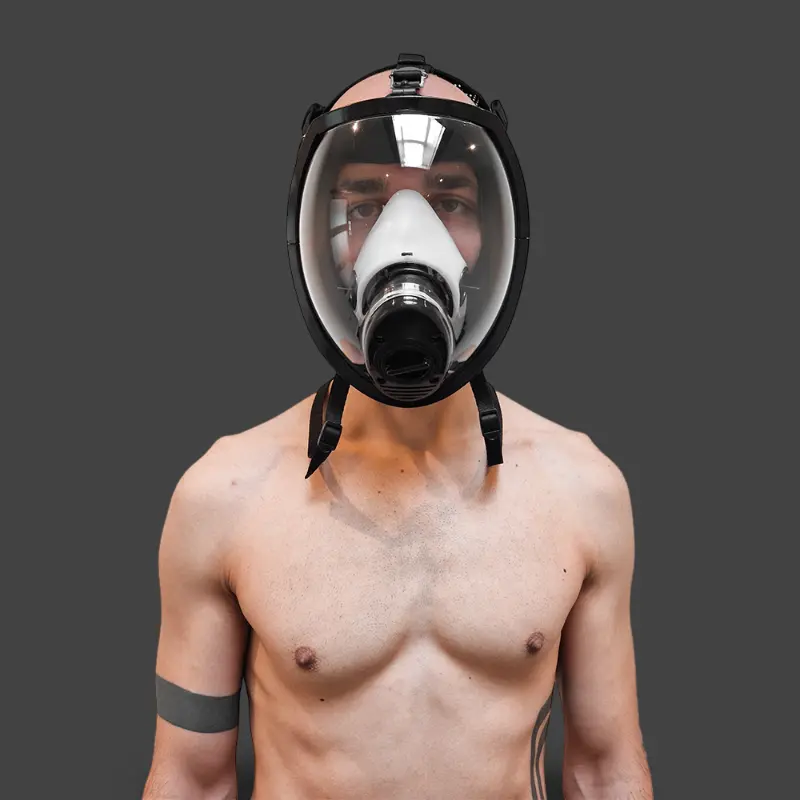 Masque à gaz fetish GASMASTER MSX | Visière panoramique | Dark-Ink