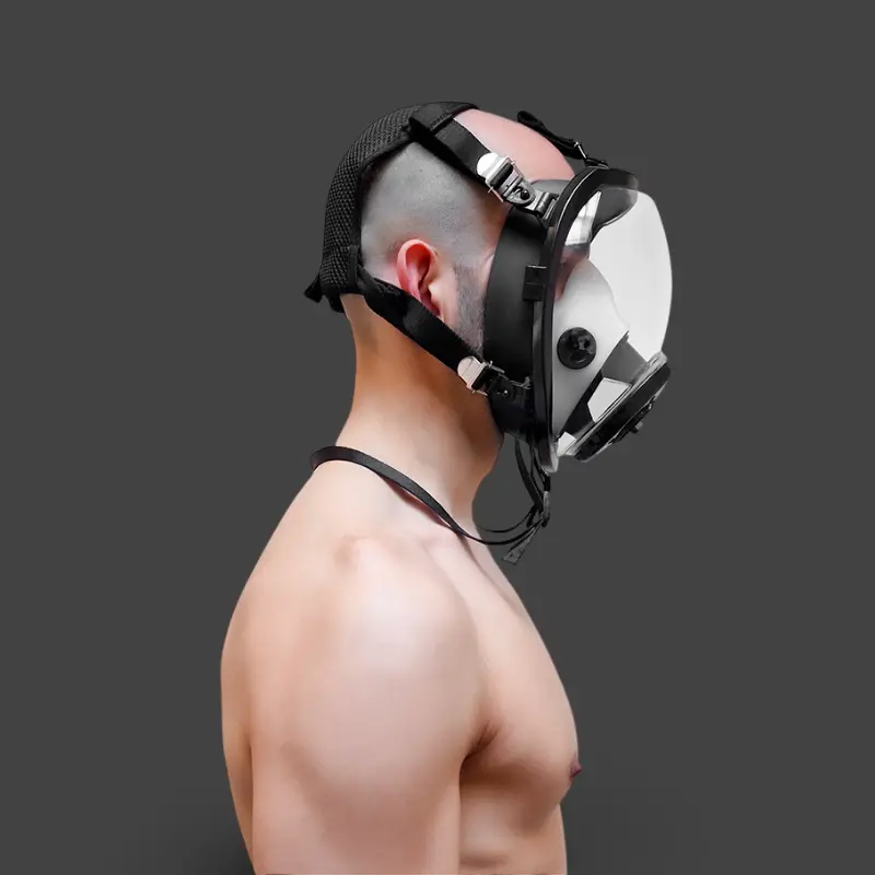 GASMASTER MSX Fetish Gas Mask | Full Panoramic Visor | Dark-Ink