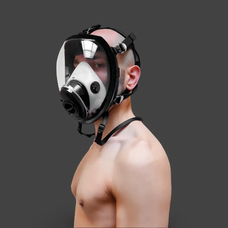 Masque à gaz fetish GASMASTER MSX | Visière panoramique | Dark-Ink