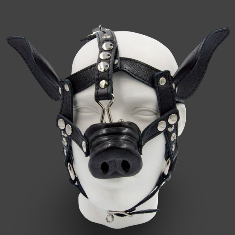 Mister B Leather pig head harness