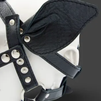 Mister B Leather Pig Head Harness, removable snout | Dark-Ink