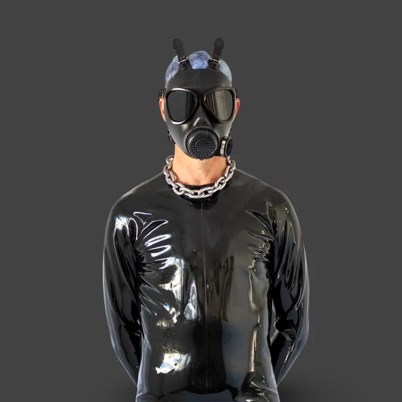 GASMASTER Army Fetish Gas Mask | Black Lenses Included | Dark-Ink