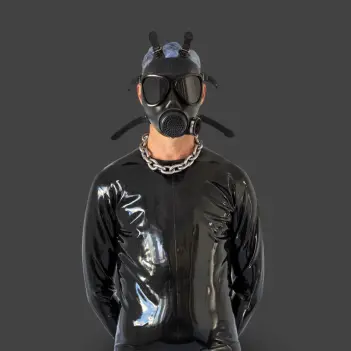 GASMASTER Army Fetish Gas Mask | Black Lenses Included | Dark-Ink