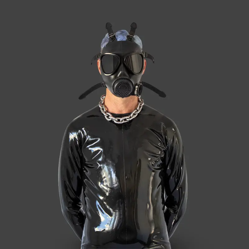 GASMASTER Army Fetish Gas Mask | Black Lenses Included | Dark-Ink