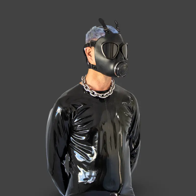 GASMASTER Army Fetish Gas Mask | Black Lenses Included | Dark-Ink