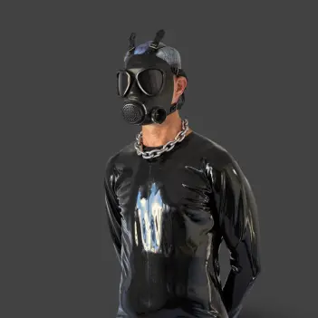 GASMASTER Army Fetish Gas Mask | Black Lenses Included | Dark-Ink