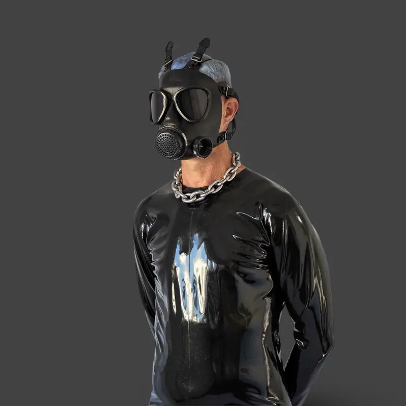 GASMASTER Army Fetish Gas Mask | Black Lenses Included | Dark-Ink