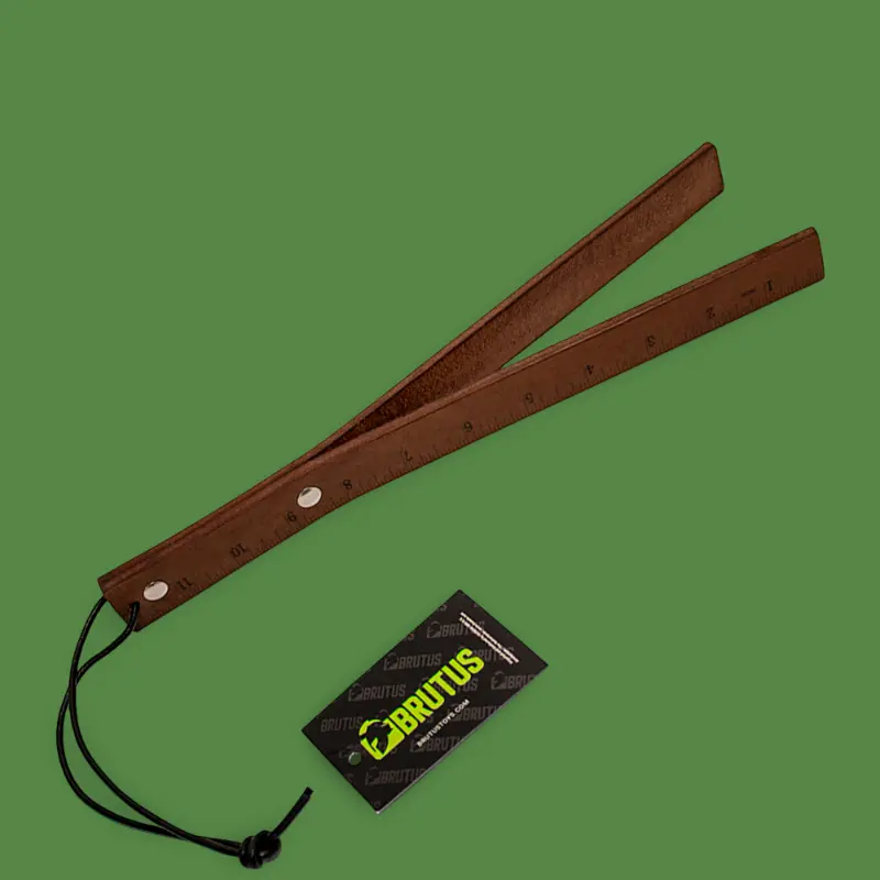 Paddle cuir BRUTUS Boarding School, double lanière, 30 cm | Dark-Ink