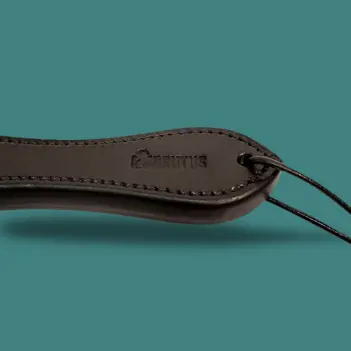 BRUTUS Leather Two Finger Whip II, 55 cm, 5 cm wide | Dark-Ink