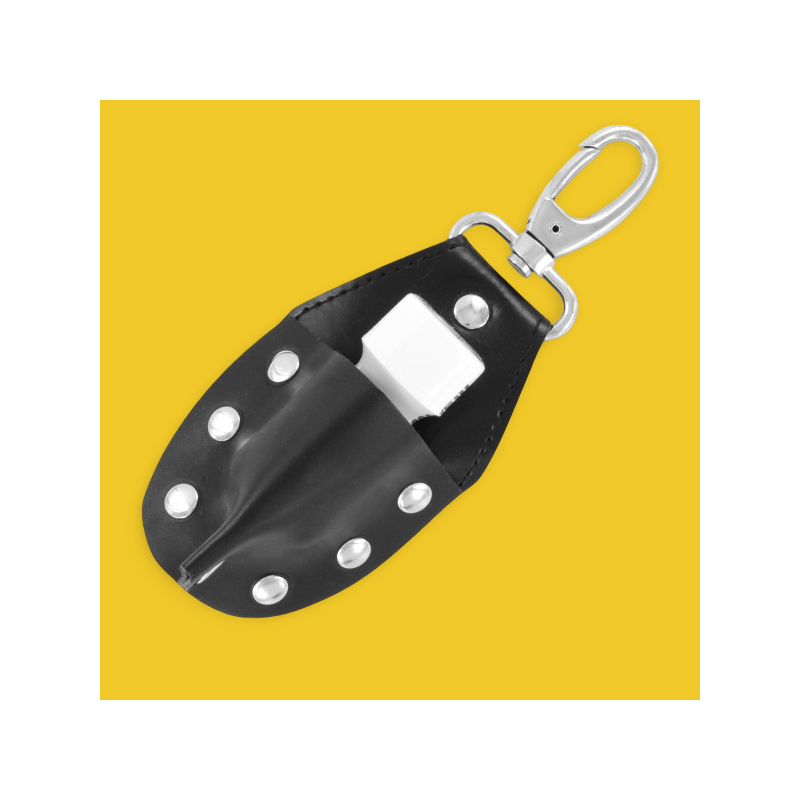 Studded Black Leather Poppers Bottle Holder with Clip