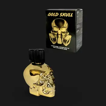 Poppers Skull Gold 24 ml, Frasco Calavera con Caja | Dark-Ink