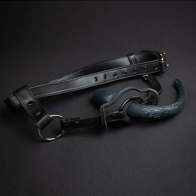Puppy Tail Harness Mr S Leather, Leder mit Stahl-Cockring | Dark-Ink