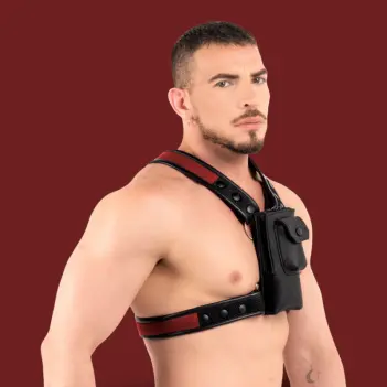 RØK Industrial Bag Harness Black/Red, zip front pocket | Dark-Ink