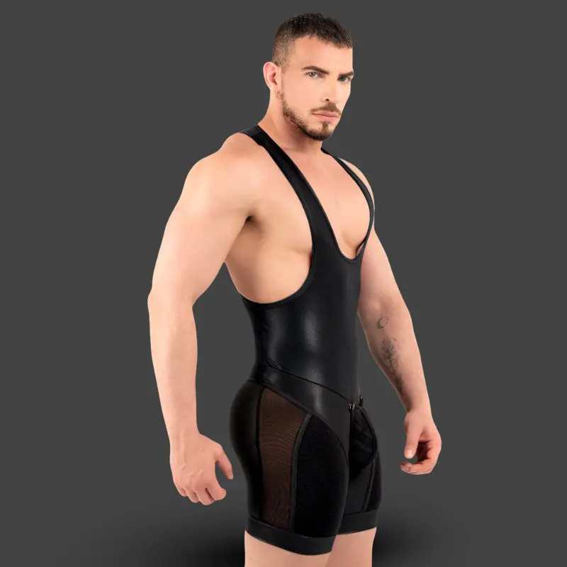 RØK Rebel Wrestler Fetish-Singlet, Rückenzip | Dark-Ink