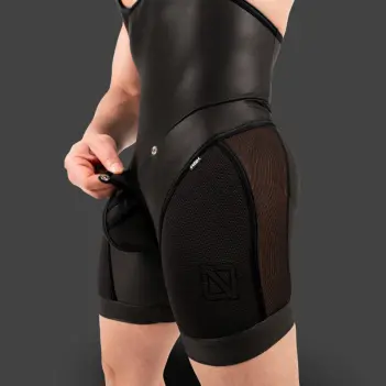 Singlet fetish RØK Rebel Wrestler, zip arrière | Dark-Ink