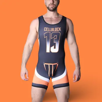 CB13 Chain Reaction Singlet Jock, open back removable pouch | Dark-Ink