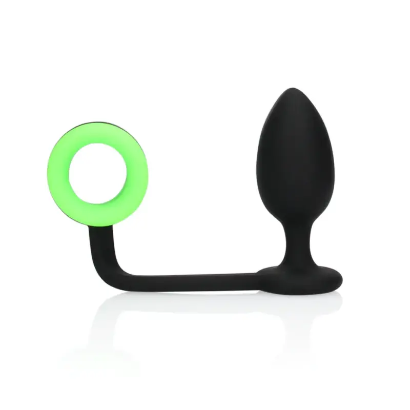 OUCH! Analplug Glow in the Dark mit Cockring, Silikon | Dark-Ink