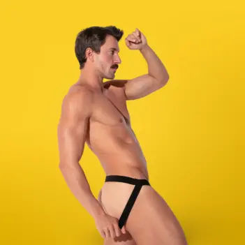 CODE 22 Zebra Jockstrap: Woven Jacquard, Contoured Pouch | Dark-Ink
